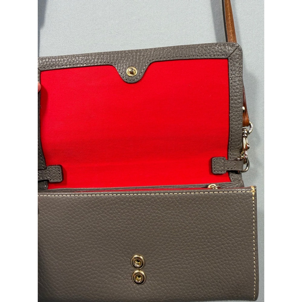 Dooney & Bourke Pebble Grain Crossbody Wallet Bag Taupe Gray Leather EUC - Picture 8 of 15